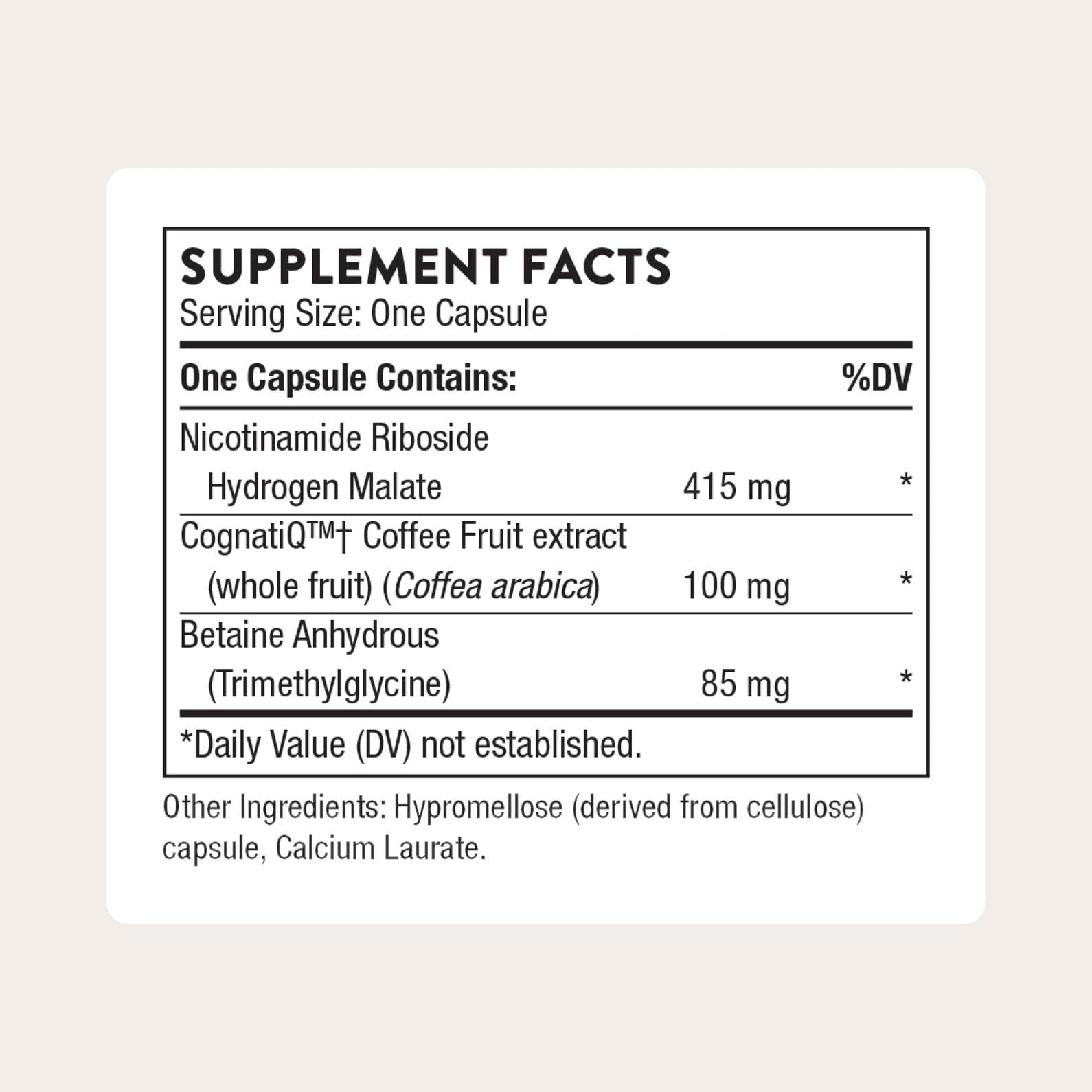 THORNE - Brain Factors - Brain Health Supplement with Nicotinamide Riboside, Coffee Fruit Extract & Betaine Anhydrous - Supports Learning, Memory & Cognition* - 30 Servings - Maple Wellness Supplements