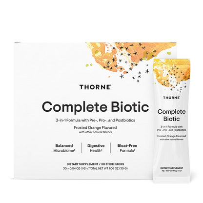 THORNE - Complete Biotic - Probiotic, Prebiotic & Postbiotic for Women, Men & Kids - Supports Gut, Digestive & Immune Health* - Occasional Constipation, Diarrhea, Gas & Bloating Relief* - 30 Servings - Maple Wellness Supplements