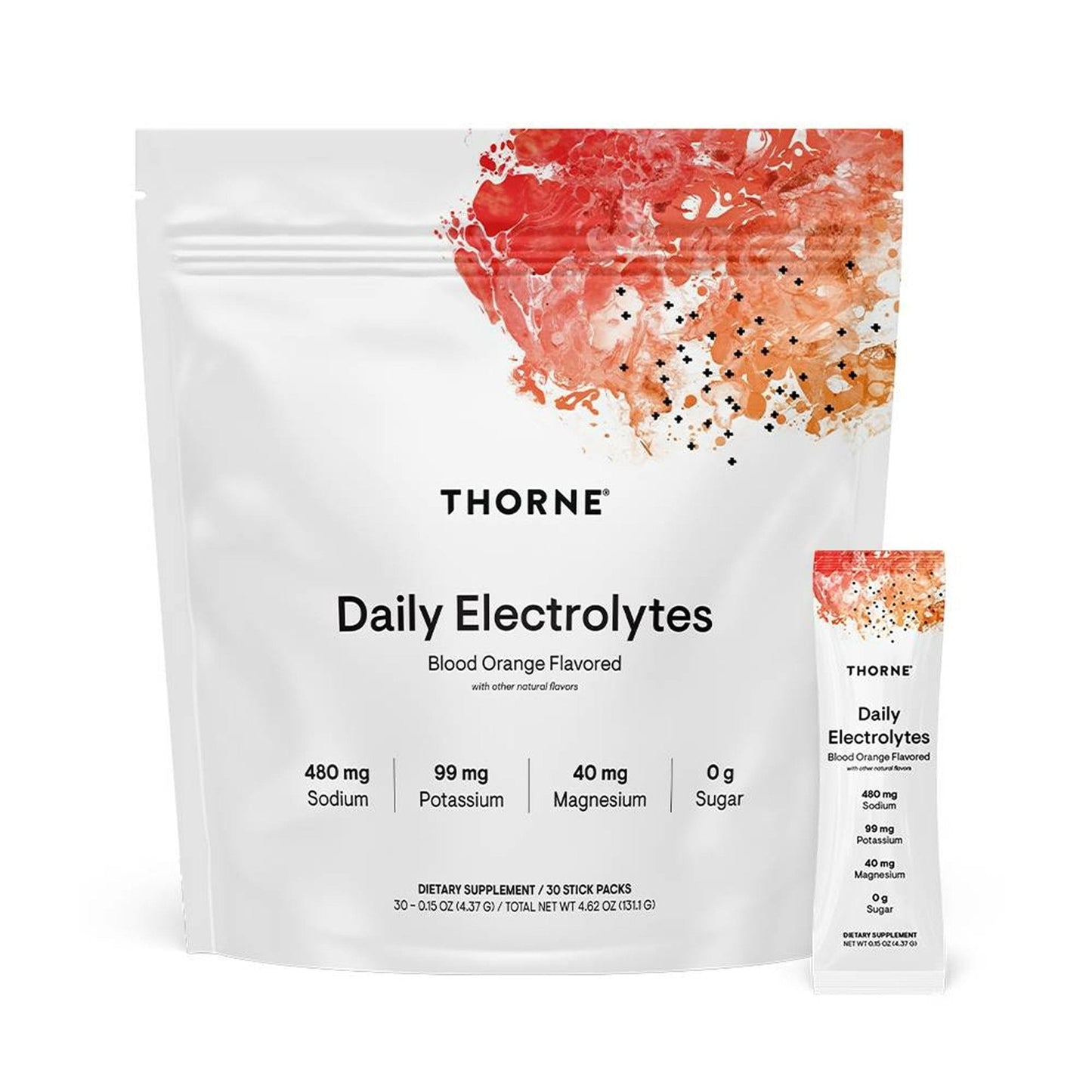 THORNE - Daily Electrolytes - Zero Sugar & Low-Calorie Electrolyte Powder Drink Mix - Flavors Derived from Natural Sources - NSF Certified for Sport - Blood Orange - 30 Stick Packs - Maple Wellness Supplements