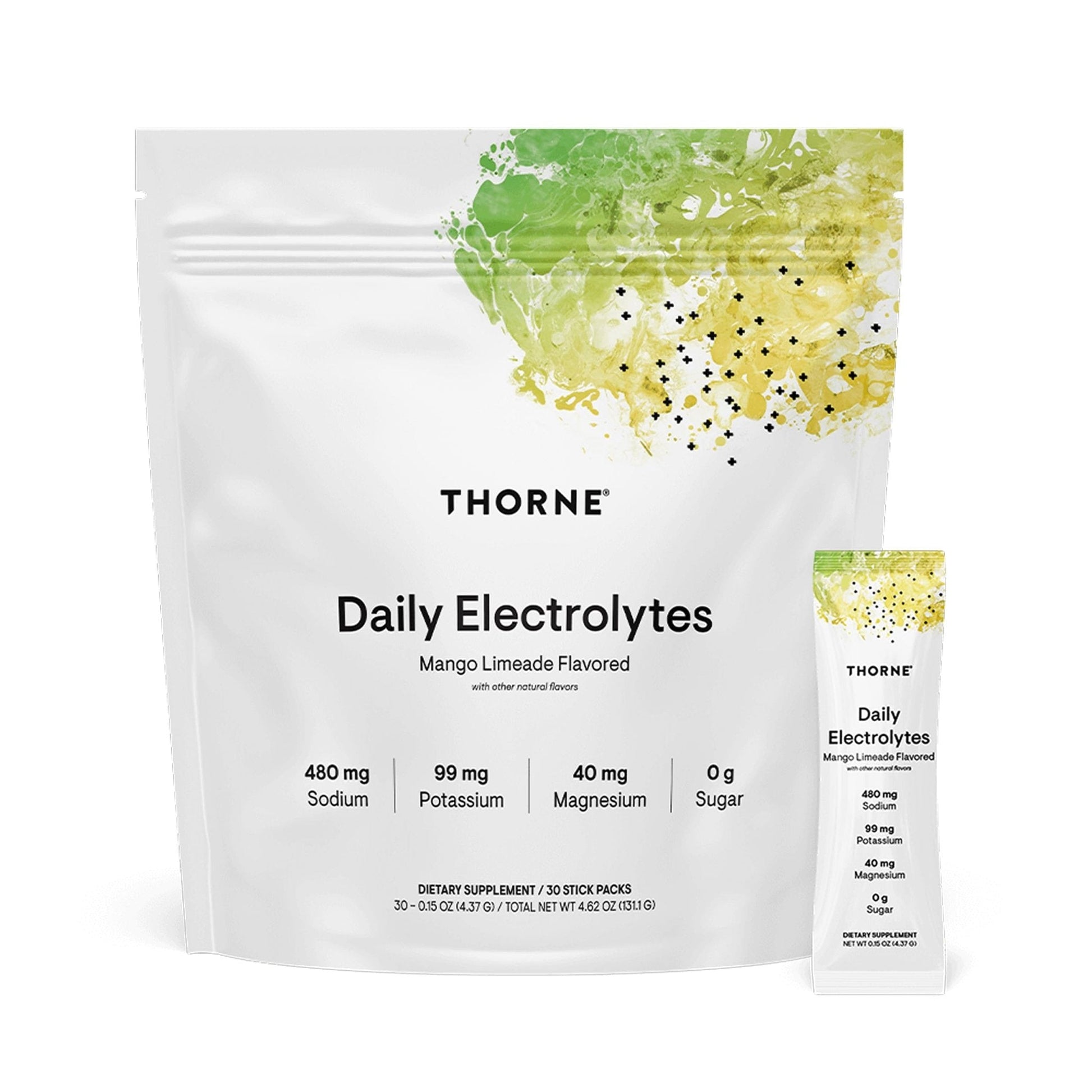 THORNE - Daily Electrolytes - Zero Sugar & Low-Calorie Electrolyte Powder Drink Mix - Flavors Derived from Natural Sources - NSF Certified for Sport - Mango Limeade - 30 Stick Packs - Maple Wellness Supplements