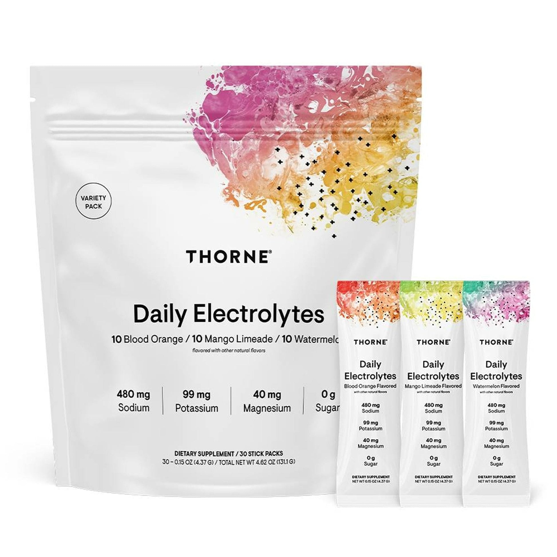 THORNE - Daily Electrolytes - Zero Sugar & Low-Calorie Electrolyte Powder Drink Mix - Flavors Derived from Natural Sources - NSF Certified for Sport - Variety - 30 Stick Packs - Maple Wellness Supplements