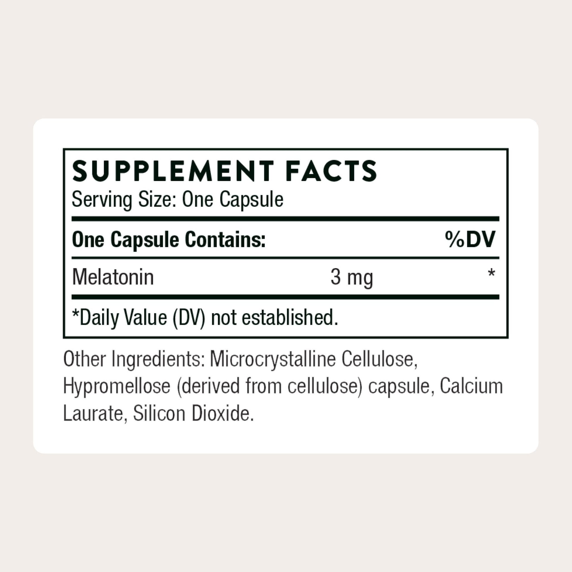 THORNE - Melaton-3-3 mg Melatonin Supplement - Supports Normal Circadian Rhythms, Restful Sleep & Relaxation* - NSF Certified for Sport - Gluten, Dairy & Soy-Free - 60 Capsules - Maple Wellness Supplements