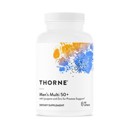THORNE - Men's Multi 50+ - Comprehensive Daily Multi with Vitamins A, B6, B12, C, D, E, Zinc & More - Support Heart, Brain, Prostate, Muscle & Immune Health* - Third-Party Certified - 180 Capsules - Maple Wellness Supplements