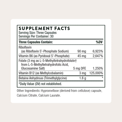THORNE - Methyl-Guard Plus - Active Folate (5-MTHF) with Vitamins B2, B6 & B12 - Supports Methylation & Healthy Level of Homocysteine - Maple Wellness Supplements