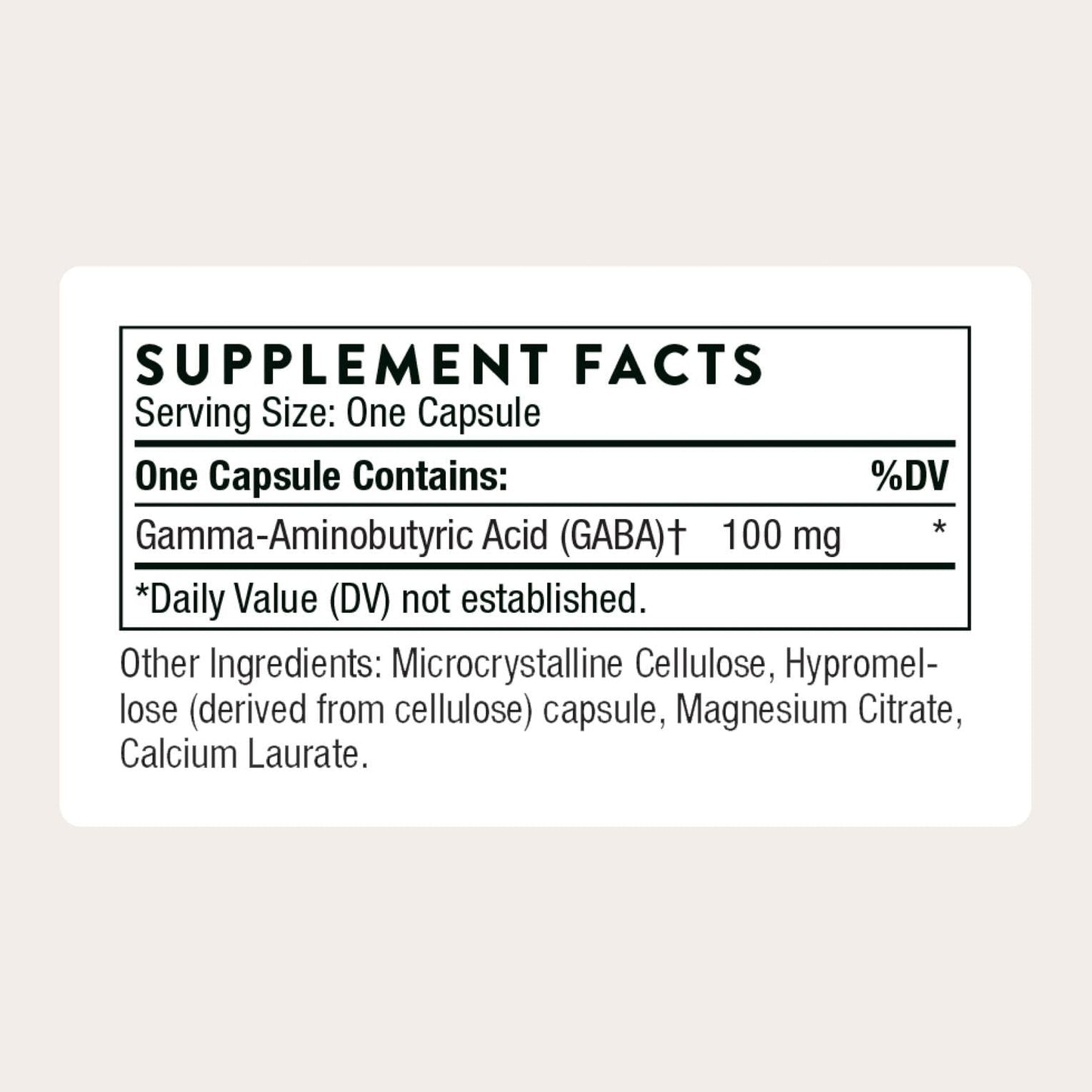 THORNE - PharmaGABA-100 - GABA Supplement - 100 mg Natural Source Gamma-Aminobutyric Acid - Maple Wellness Supplements