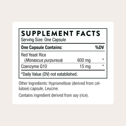 THORNE - Red Yeast Rice + CoQ10 - Maintain Healthy Cholesterol Levels & Supports Cardiovascular Health - Added Antioxidant Support* - Gluten-Free, Dairy-Free - 120 Servings - Maple Wellness Supplements