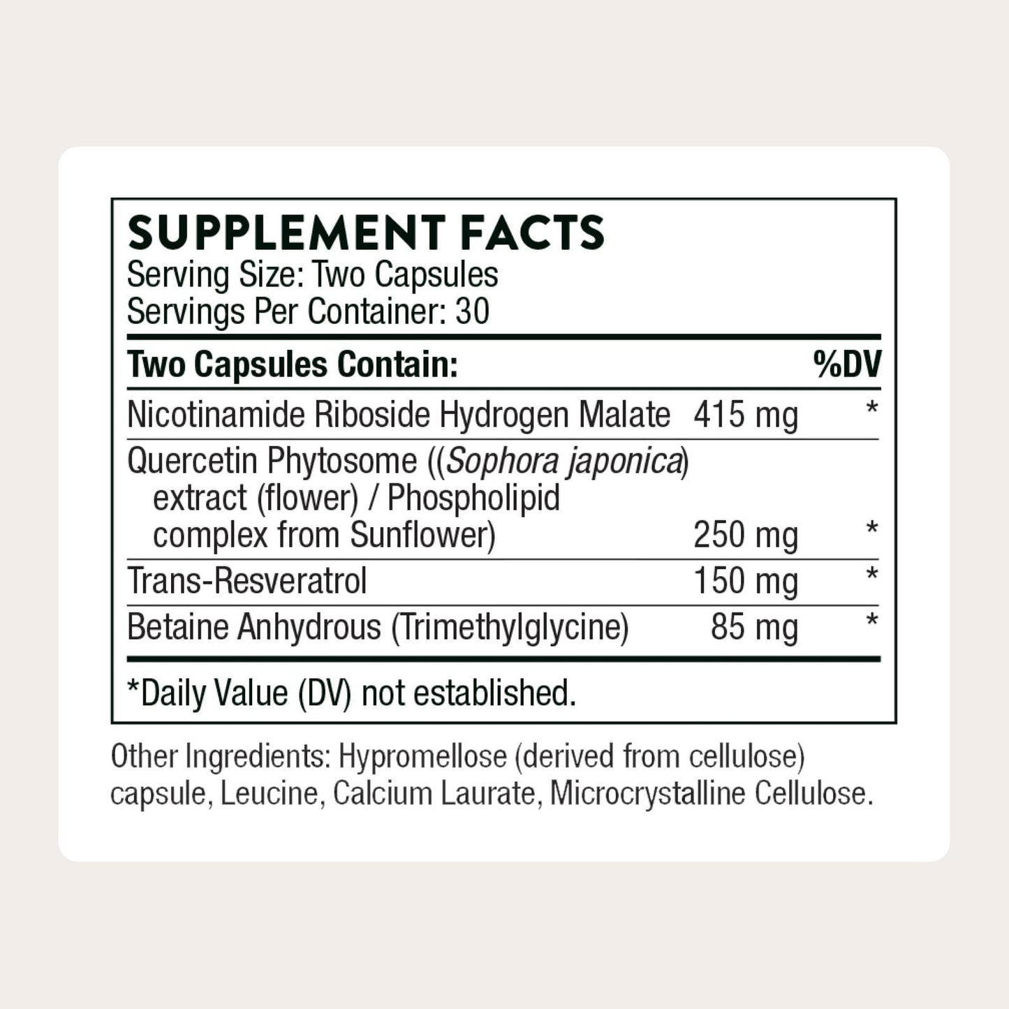 THORNE - ResveraCel - Nicotinamide Riboside with Quercetin Phytosome & Resveratrol - Support Healthy Aging, Methylation, Cellular Energy Production & Metabolism* - 30 Servings - Maple Wellness Supplements