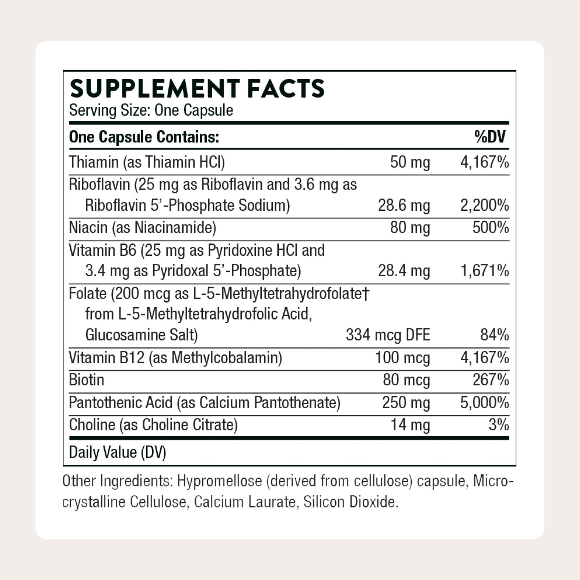 THORNE - Stress B-Complex - Vitamins B2, B6, B12 & Folate in Highly-Absorbable and Active Forms - Extra Vitamin B5 for Adrenal Support - Maple Wellness Supplements