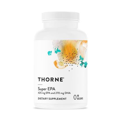 THORNE - Super EPA - Omega-3 Fatty Acids EPA 425mg & DHA 270mg Supplement - Support Brain, Cardiovascular, Joints & Skin* - Gluten, Dairy & Soy-Free - 90 Gelcaps - Maple Wellness Supplements