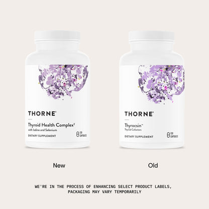 THORNE - Thyroid Health Complex (Formerly Thyrocsin) - Thyroid Cofactors for Thyroid Function Support* - Vitamins B12, C & E, Ashwagandha, Iodine, Zinc, Selenium, Copper & L-Tyrosine - 60 Servings - Maple Wellness Supplements