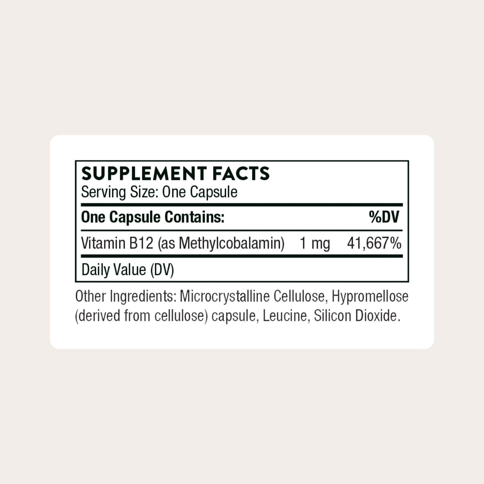 THORNE - Vitamin B12 - as Methylcobalamin - Supports Heart & Nerve Health, Blood Cell Function, Restful Sleep & Methylation* - Third-Party Certified - Maple Wellness Supplements