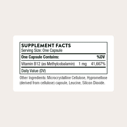 THORNE - Vitamin B12 - as Methylcobalamin - Supports Heart & Nerve Health, Blood Cell Function, Restful Sleep & Methylation* - Third-Party Certified - Maple Wellness Supplements