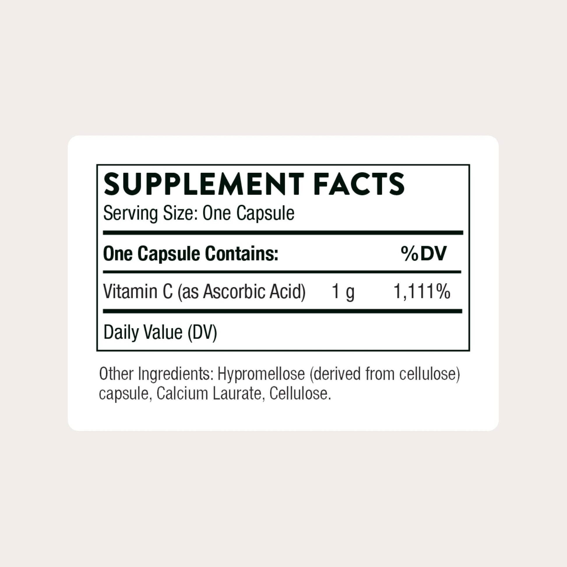THORNE - Vitamin C 1,000 mg Supplement - Supports Healthy Immune Function & Collagen Formation - Provides Antioxidant Benefits - Third-Party Certified - Maple Wellness Supplements