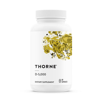 THORNE - Vitamin D-5000 - Vitamin D3 Supplement - Support Healthy Bones, Teeth, Muscles, Cardiovascular & Immune Function* - NSF Certified for Sport - Gluten-Free, Soy-Free - 60 Servings - Maple Wellness Supplements