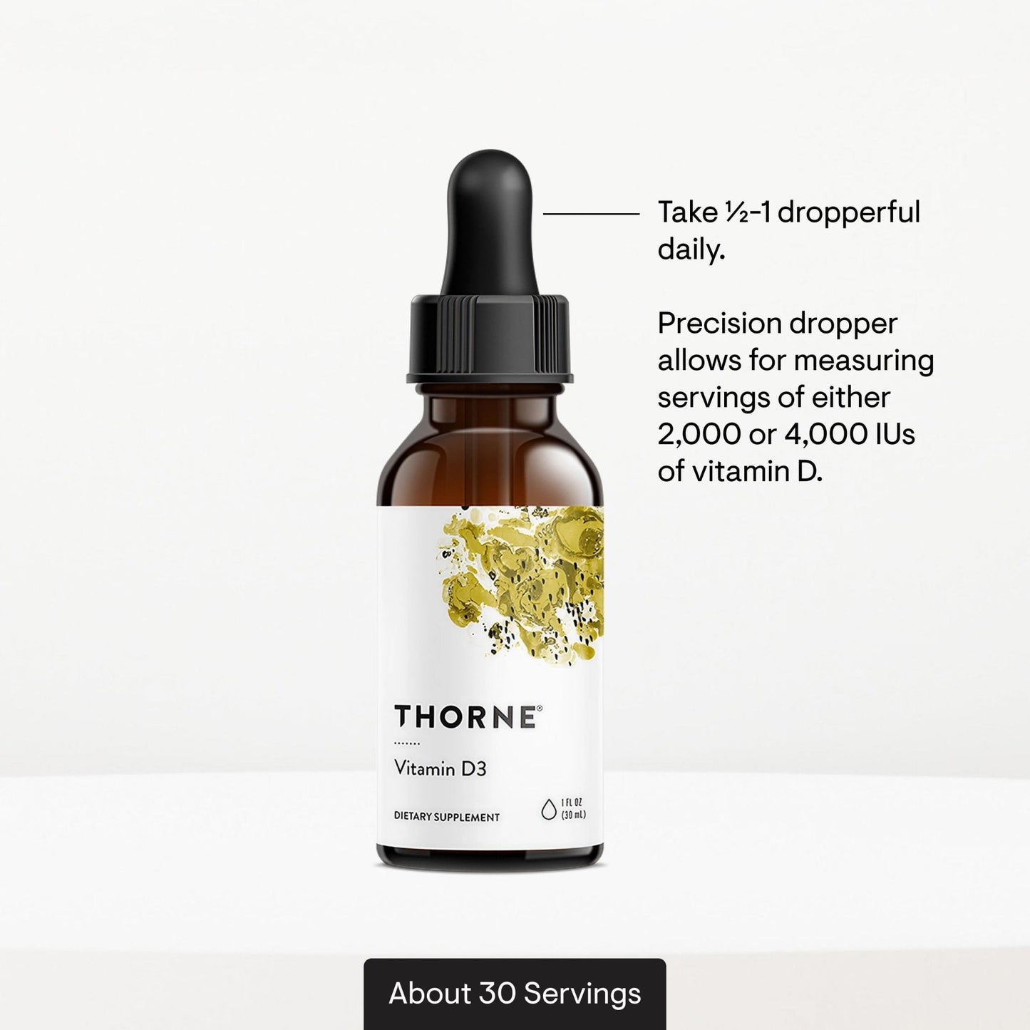THORNE - Vitamin D3 with a Metered Dispenser - Liquid Vitamin D Vegan Supplement - Supports Healthy Bones, Teeth, Muscles, Cardiovascular & Immune Function* - 4,000 IU - 1 Fl Oz (30 mL) - 30 Servings - Maple Wellness Supplements