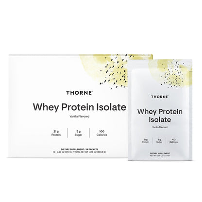THORNE - Whey Protein Isolate - 21 Grams of Easy-to-Digest Whey Protein Powder - NSF Certified for Sport - Vanilla - 13.79 Ounces - 14 Packets - Maple Wellness Supplements