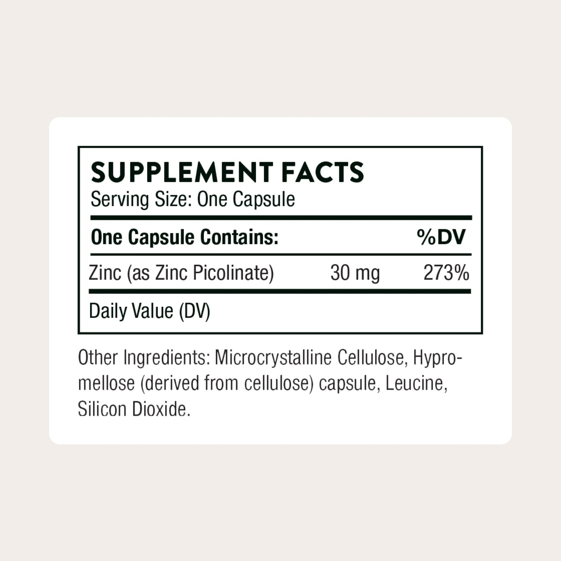 THORNE - Zinc Picolinate 30 mg - Well-Absorbed Zinc Supplement for Growth and Immune Function - Promotes Healthy Skin & Eyes - Third-Party Certified - Maple Wellness Supplements