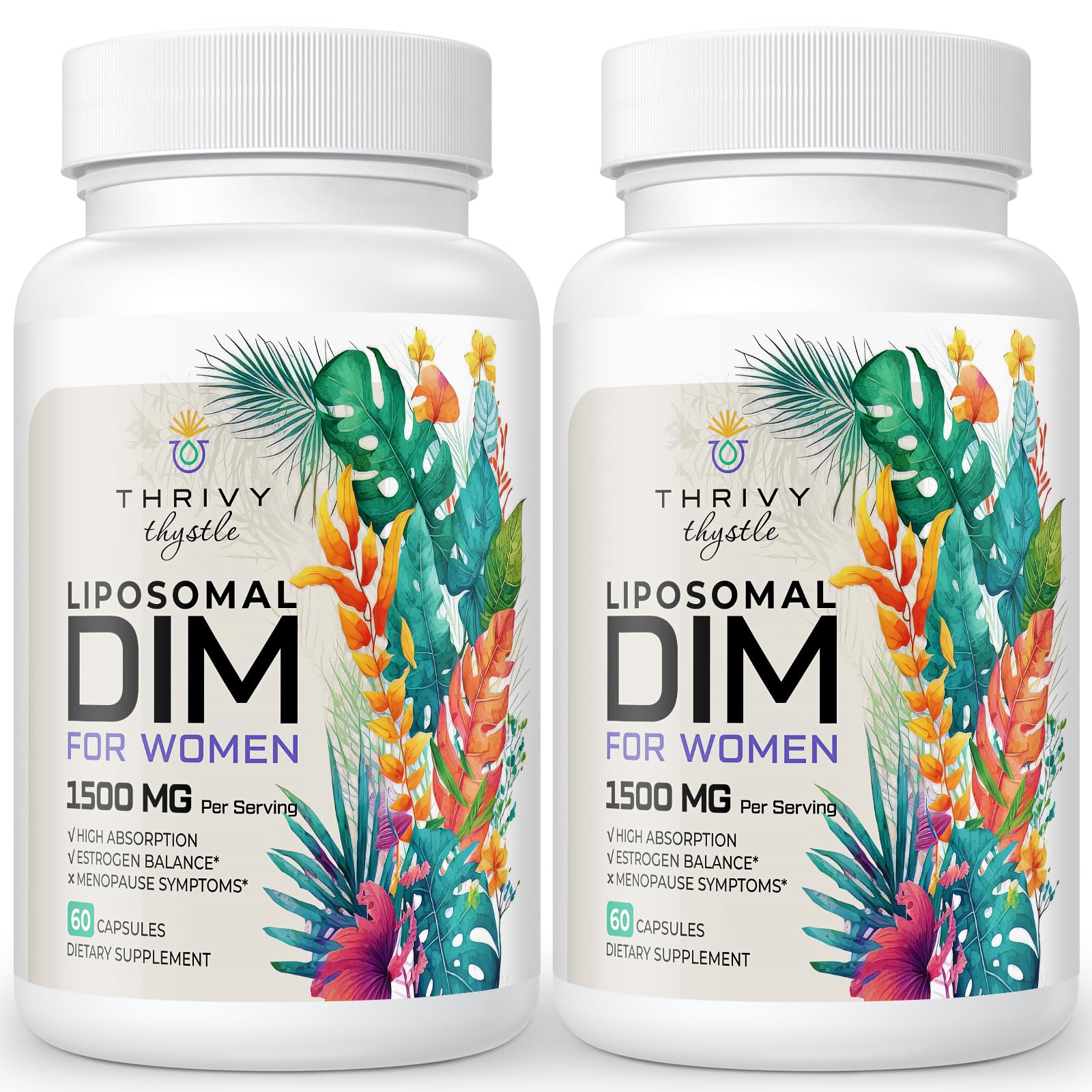 ThrivyThystle Liposomal DIM 400 mg - Hormone Balance, Estrogen Support for Women, DIM Supplement with Vitamin E, Evening Primrose, Black Cohosh, Omega-3 Fatty Acids (120 Capsules) - Maple Wellness Supplements