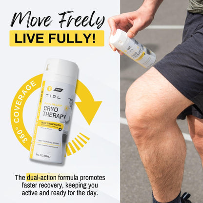 TIDL Cryotherapy Pain Relief Spray, 3 Oz (Pack of 2) Max Strength for Fast-Acting Muscle, Joint & Neck Pain Relief, Plant-Based Menthol & Camphor Pain Reliever, Quick Drying Formula - Maple Wellness Supplements