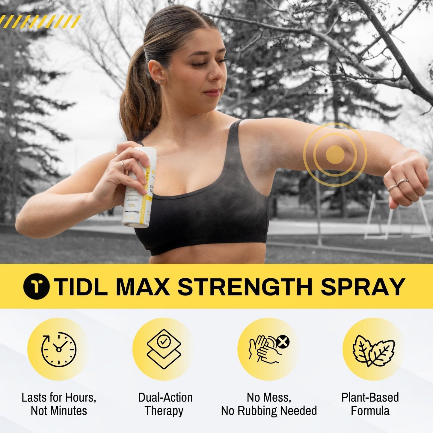 TIDL Cryotherapy Pain Relief Spray, 3 Oz (Pack of 2) Max Strength for Fast-Acting Muscle, Joint & Neck Pain Relief, Plant-Based Menthol & Camphor Pain Reliever, Quick Drying Formula - Maple Wellness Supplements