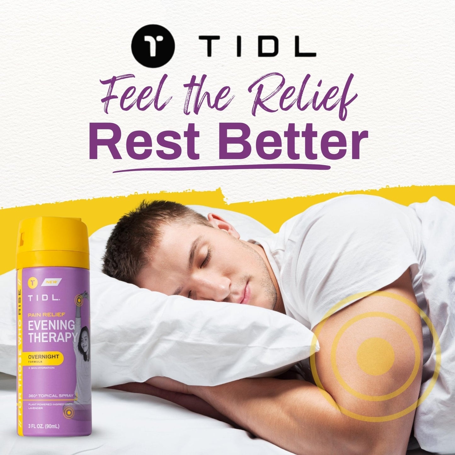TIDL - Evening Therapy Pain Relief Spray - Fast-Acting Relief for Lower Back, Knee, Muscle & Joint Pain - Nighttime Relaxation & Skin Hydration - Lavender, Topical, Plant-Based Menthol (3oz, 1-Pack) - Maple Wellness Supplements