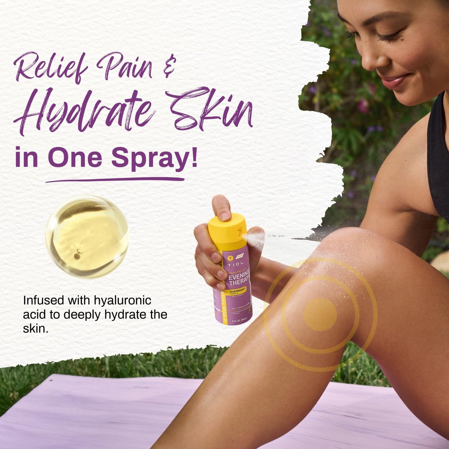 TIDL - Evening Therapy Pain Relief Spray - Fast-Acting Relief for Lower Back, Knee, Muscle & Joint Pain - Nighttime Relaxation & Skin Hydration - Lavender, Topical, Plant-Based Menthol (3oz, 1-Pack) - Maple Wellness Supplements