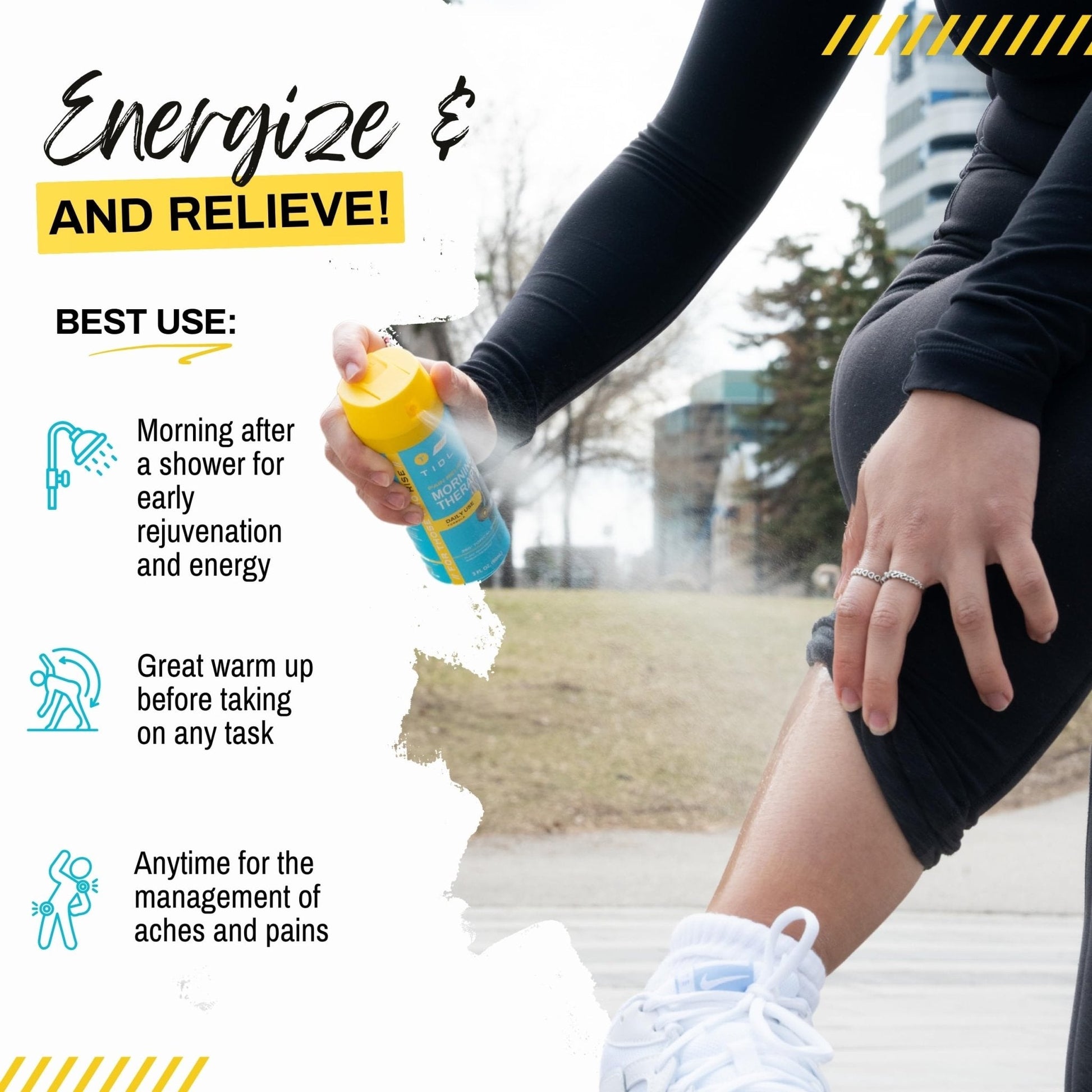 TIDL Pain Relief Spray, 3 Oz, Refreshing Morning Therapy for Muscle, Joint & Neck Pain Relief, Energizing, Plant-Based Menthol & Camphor Pain Reliever, Quick Drying Formula - Maple Wellness Supplements