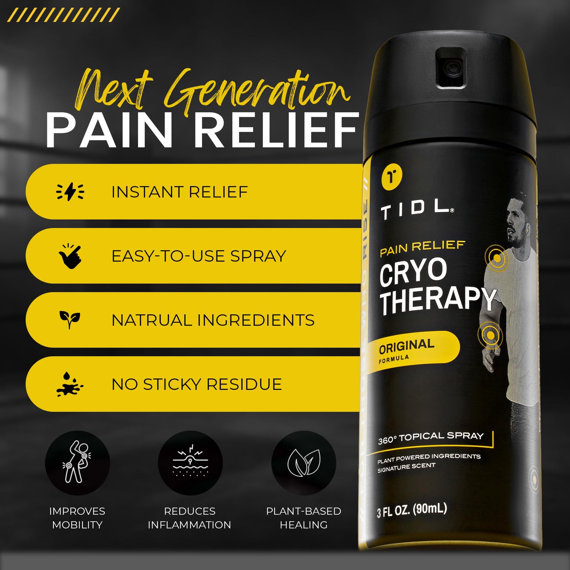 TIDL Pain Relief Spray Bundle – Morning, Cryotherapy & Evening Therapy – 3 x 3oz Sprays for Muscle, Joint, Neck, Back & Knee Pain Relief – Plant-Based Menthol Day & Night Care - Maple Wellness Supplements