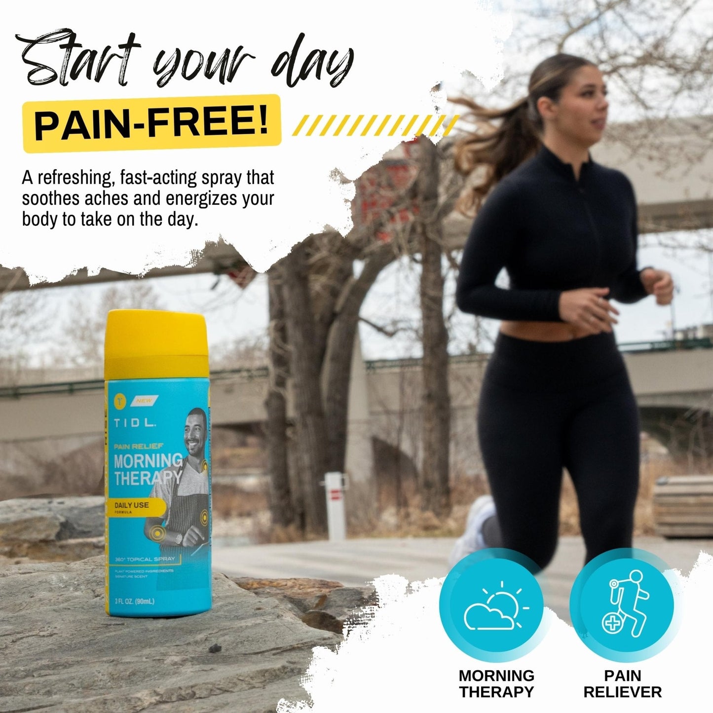 TIDL Pain Relief Spray Bundle – Morning, Cryotherapy & Evening Therapy – 3 x 3oz Sprays for Muscle, Joint, Neck, Back & Knee Pain Relief – Plant-Based Menthol Day & Night Care - Maple Wellness Supplements
