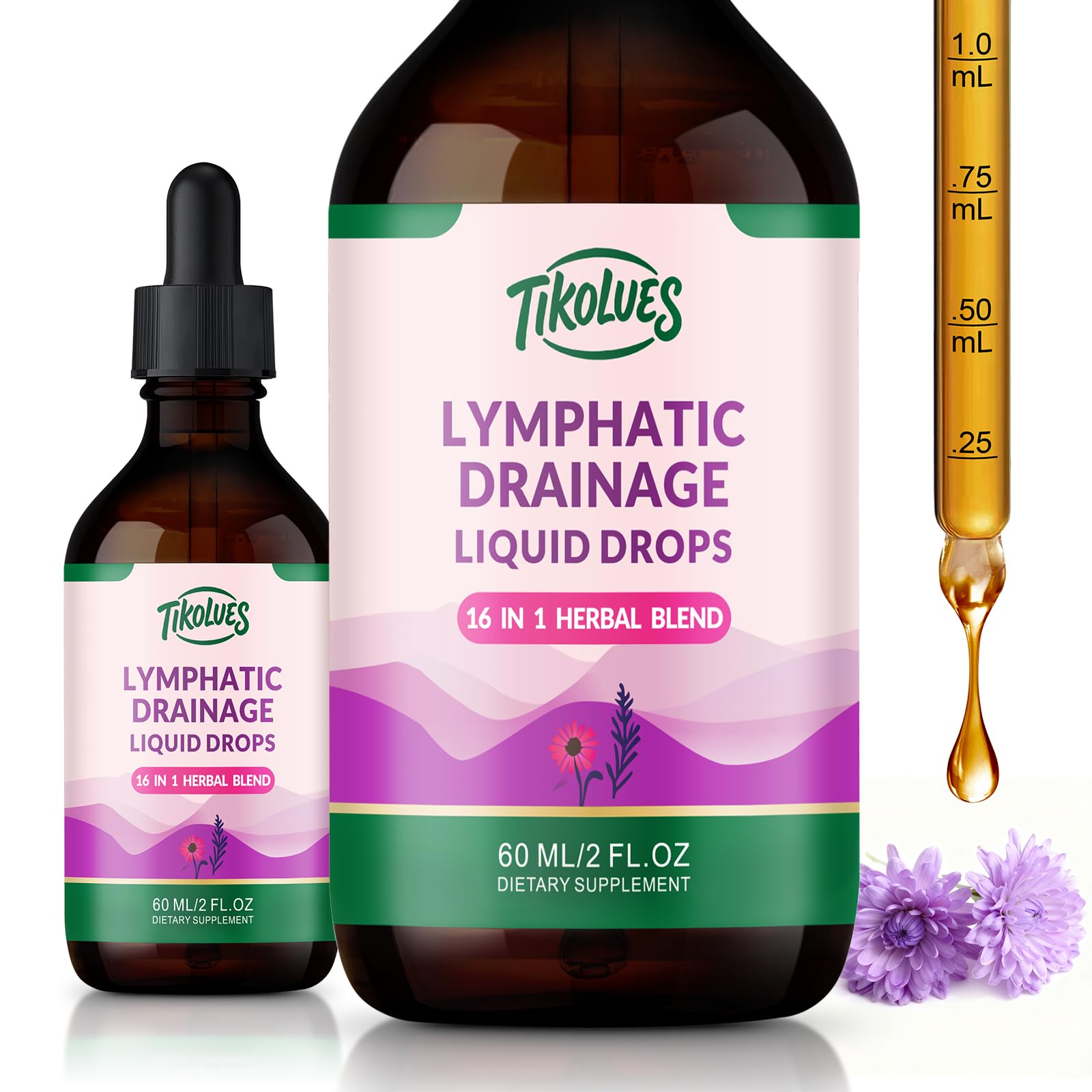 TIKOLUES Lymphatic Drainage Drops | Organic Lymphatic Cleanse Immune Support Supplement | Lymphatic Support with Echinacea & Elderberry | Herbal Blend | Non-GMO | 2 Fl Oz - Maple Wellness Supplements