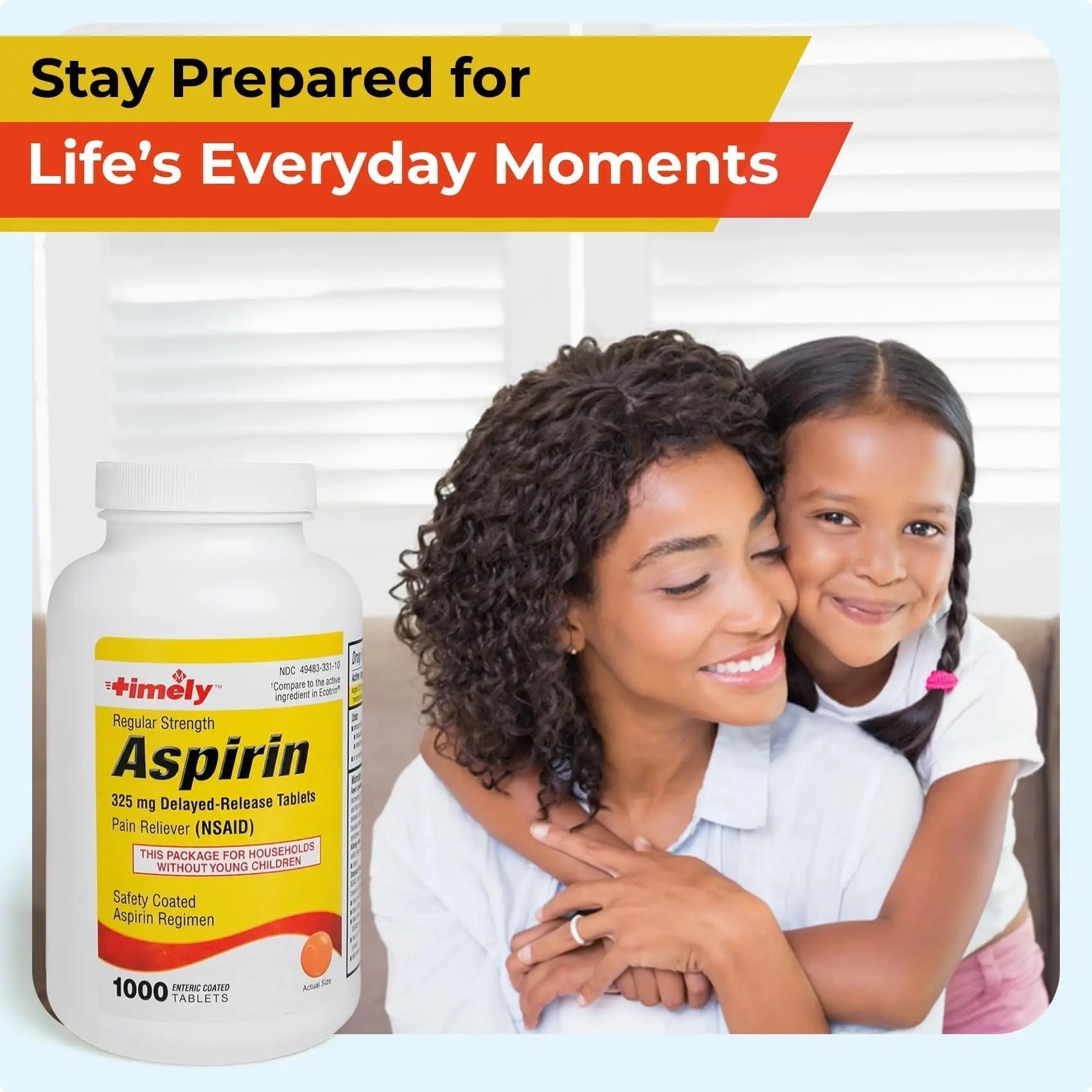 TIME-Cap Labs 1000 Regular Strength Aspirin 325mg – Delayed Release Enteric Coated Tablets for Minor Aches and Pains, NSAID Pain Reliever & Fever Reducer for Adults and Children 12 Years and Older - Maple Wellness Supplements