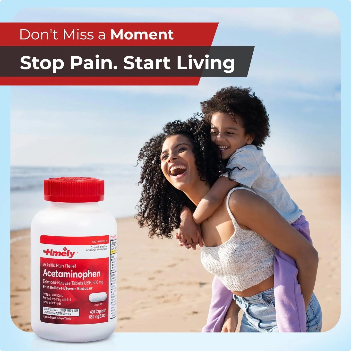 TIME-Cap Labs 400 Caplets Extended Release Acetaminophen 650mg - Pain Reliever & Fever Reducer for Adults, Helps with Headaches, Backaches, Muscle Pain, Toothaches, Arthritis & Menstrual Cramps - Maple Wellness Supplements