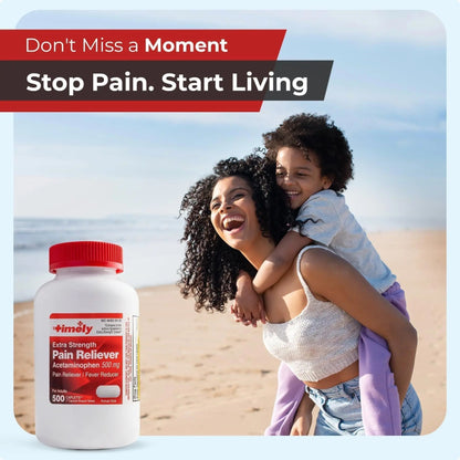 TIME-Cap Labs 500 Caplets Extra Strength Acetaminophen 500mg - Pain Reliever & Fever Reducer for Adults, Helps with Headaches, Backaches, Muscle Pain, Toothaches, Arthritis & Menstrual Cramps - Maple Wellness Supplements