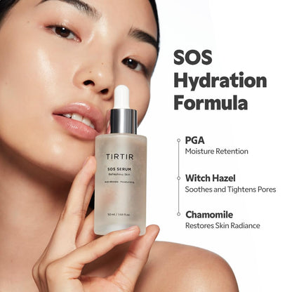 TIRTIR SOS Serum - Radiant Glow Boosting Face Serum - Plumping, Anti Aging, Hydrating - Visibly Smooth and Glowy Skin - Fragrance Free for All Skin Types, 1.69 fl.oz. - Maple Wellness Supplements