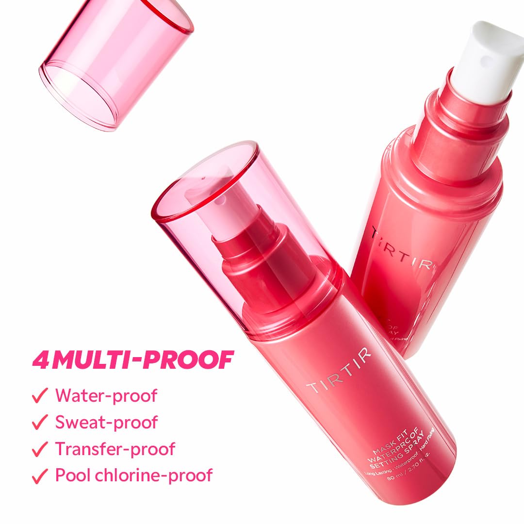 TIRTIR Waterproof Setting Spray – 24 Hour Long Lasting Fix, Sweatproof Water Resistant Makeup Finisher – Ethanol Free, Semi Matte Finish for Oily Skin – Korean Makeup Fixer - Maple Wellness Supplements