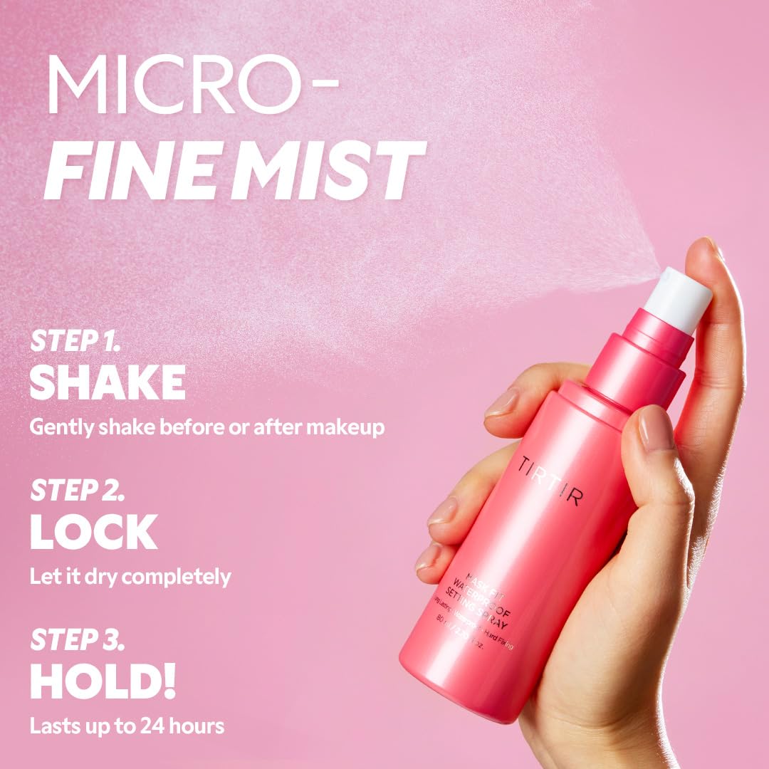 TIRTIR Waterproof Setting Spray – 24 Hour Long Lasting Fix, Sweatproof Water Resistant Makeup Finisher – Ethanol Free, Semi Matte Finish for Oily Skin – Korean Makeup Fixer - Maple Wellness Supplements