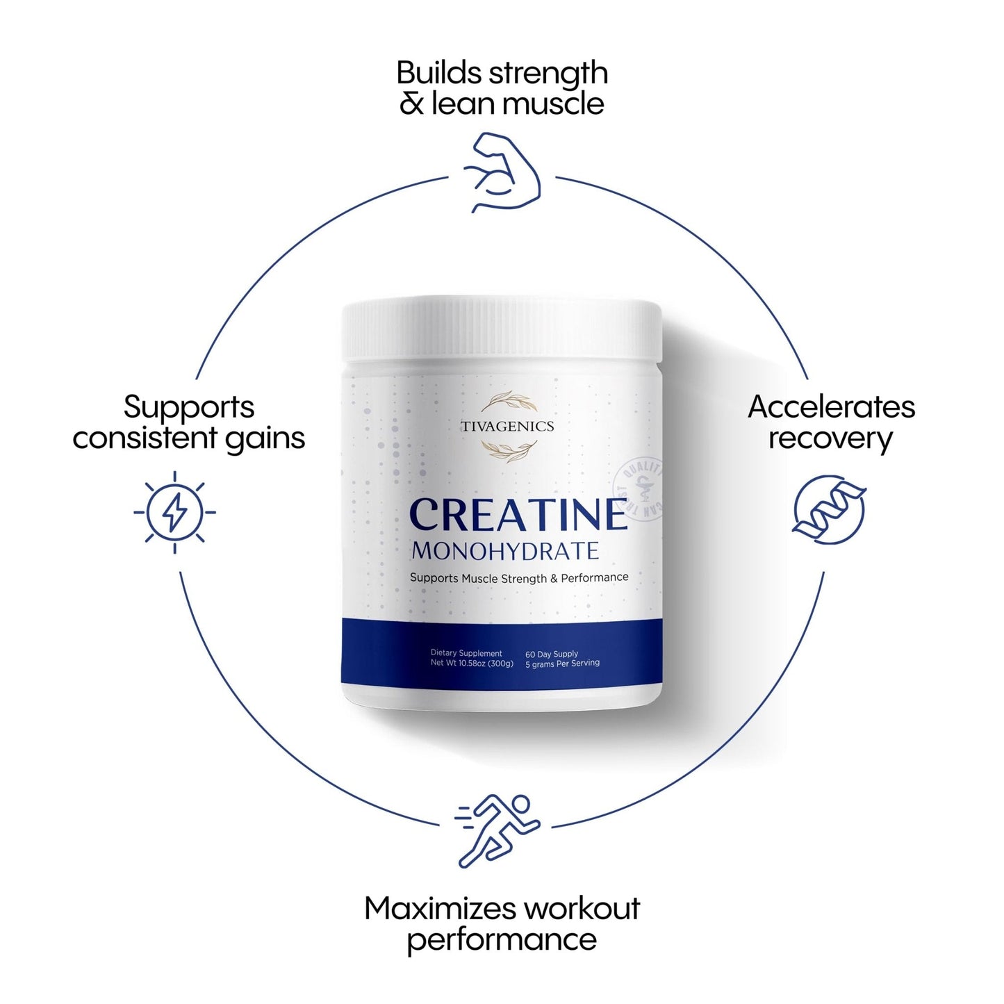 TIVAGENICS Pure Creatine Monohydrate Powder 300g – Micronized Supplements 5g Serving for Support Muscle Growth & Health | Unflavored Creatine for Men & Women LabTested Vegan-Friendly 60 Days Supply - Maple Wellness Supplements