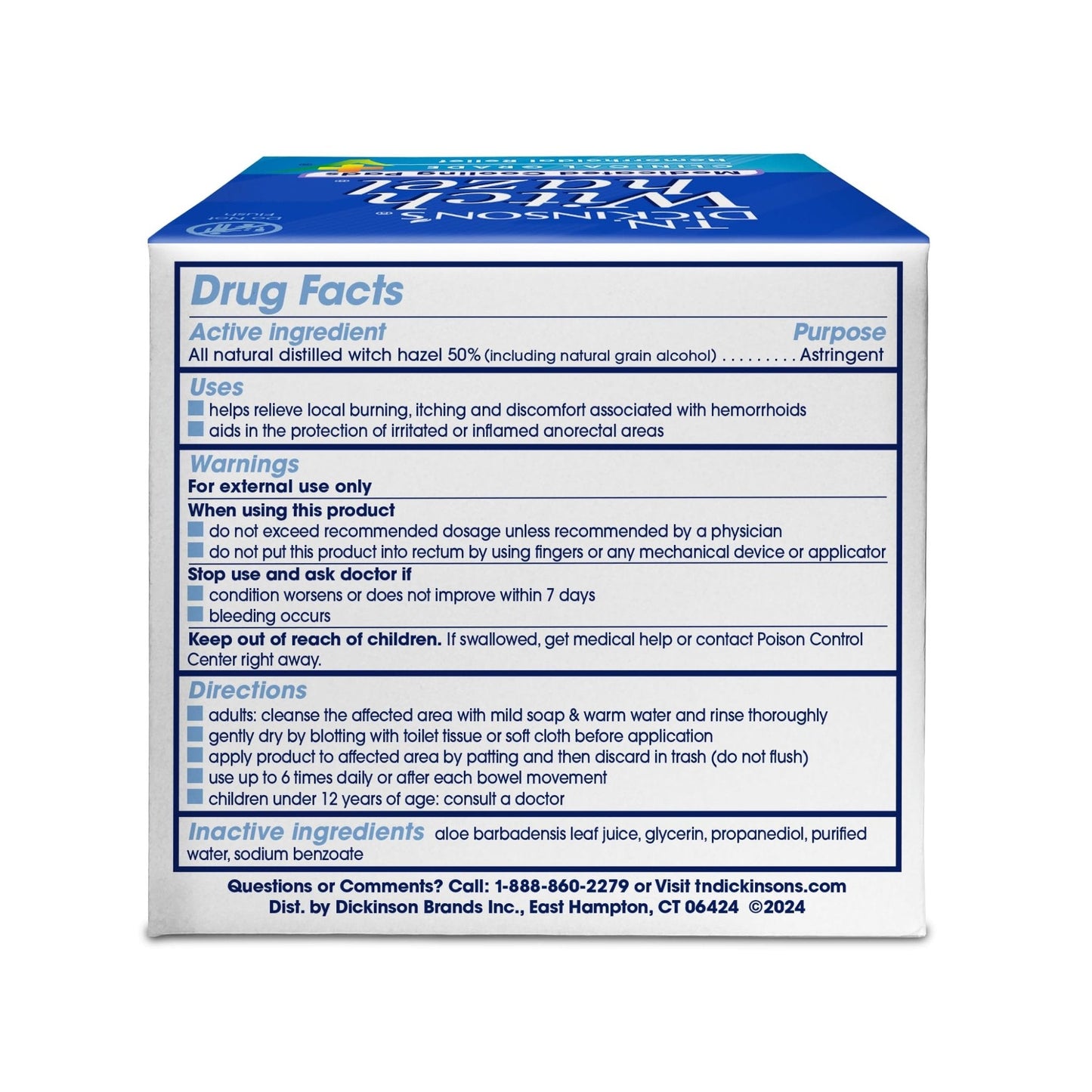 T.N. Dickinson’s Medicated Cooling Pads with Witch Hazel and Aloe | Hemorrhoid Treatment, Postpartum Care, Feminine & Rectal Relief | 100 Rounds - Maple Wellness Supplements