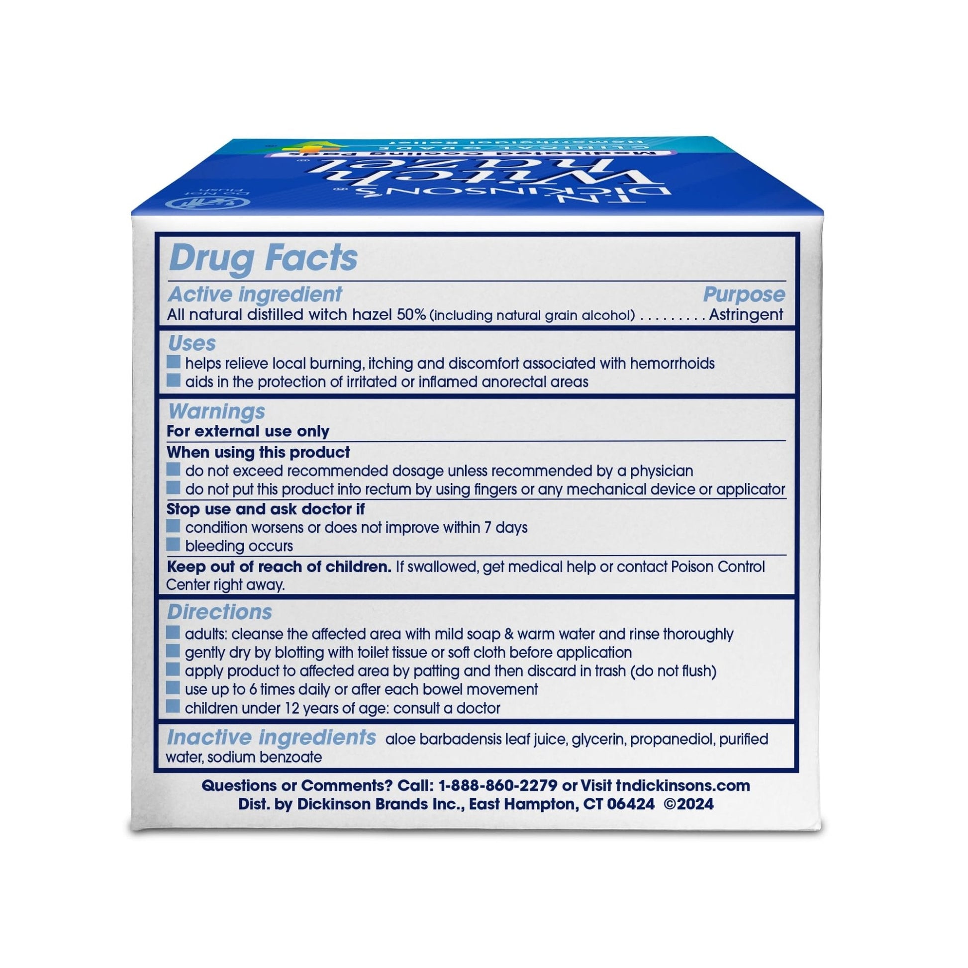 T.N. Dickinson’s Medicated Cooling Pads with Witch Hazel and Aloe | Hemorrhoid Treatment, Postpartum Care, Feminine & Rectal Relief | 100 Rounds - Maple Wellness Supplements