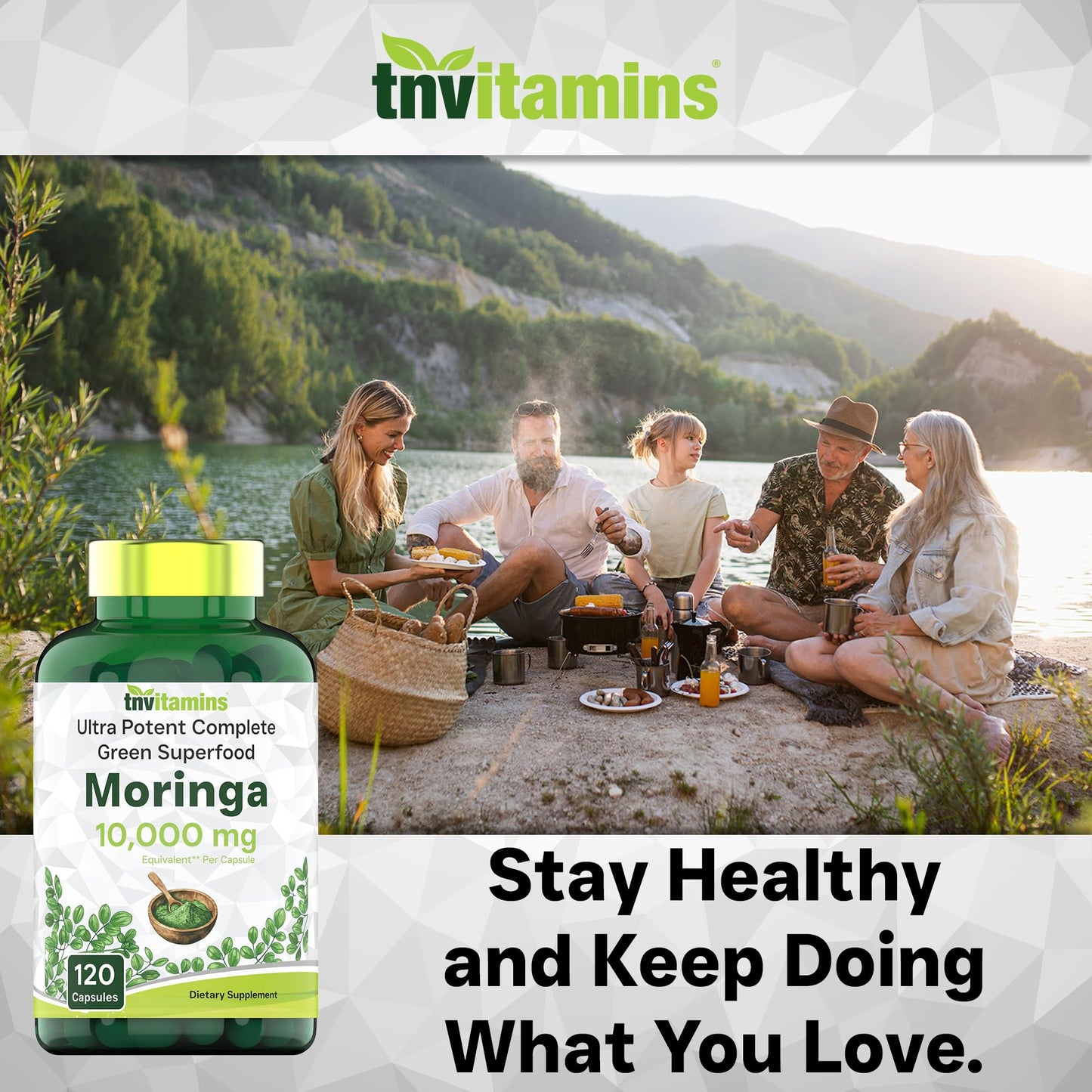 tnvitamins Moringa Capsules 10,000 mg - 120 Capsules | High Potency Moringa Leaf Extract Superfood Supplement for Energy - Maple Wellness Supplements