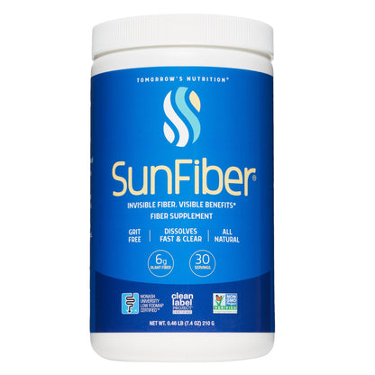 Tomorrow's Nutrition, Sunfiber, Prebiotic Fiber Supplement for Digestive Health, Low FODMAP, Gluten-Free, Unflavored, 30 Servings - Maple Wellness Supplements