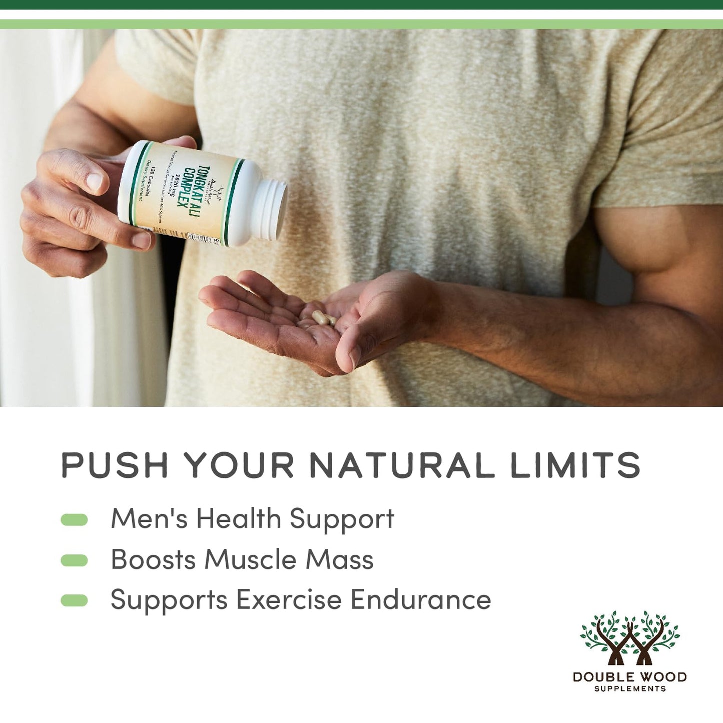 Tongkat Ali Extract - Ultra High Potency 200:1 - for Men (Longjack) Eurycoma Longifolia, 1000mg per Serving, 120 Capsules - with 20mg Tribulus Terrestris - Maple Wellness Supplements