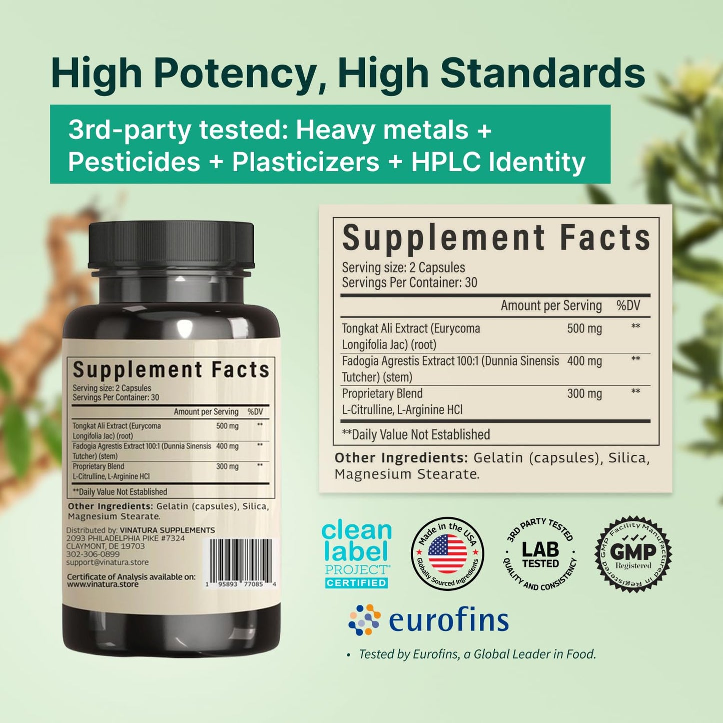 Tongkat Ali Fadogia Agrestis - 1200mg, Enhanced with Nitric Oxide Booster Supplement, Longjack Tongkat Ali for Men, - Maple Wellness Supplements