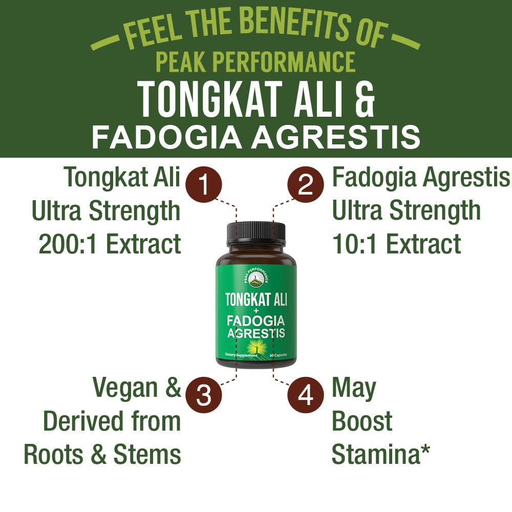 Tongkat Ali + Fadogia Agrestis 2-in-1 T Supplement for Men. Ultra High Strength Tongkat-Ali Longjack Extract + Fadogia Agrestis Extract. Vegan Capsules. Support Natural Energy. USA Tested Pills - Maple Wellness Supplements