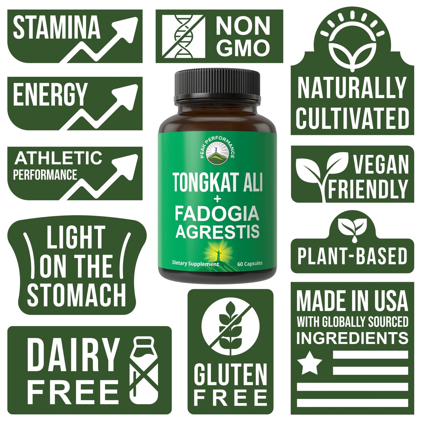 Tongkat Ali + Fadogia Agrestis 2-in-1 T Supplement for Men. Ultra High Strength Tongkat-Ali Longjack Extract + Fadogia Agrestis Extract. Vegan Capsules. Support Natural Energy. USA Tested Pills - Maple Wellness Supplements