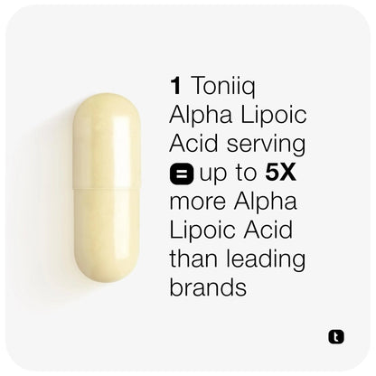 Toniiq 1000mg Ultra High Strength Alpha Lipoic Acid Capsules - Highly Purified 99%+ USP Standard - 120 Capsules ALA Supplement - Maple Wellness Supplements