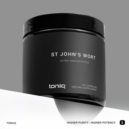 Toniiq 1,000mg Ultra High Strength St. John's Wort Capsules (Non-GMO) - 4X Concentrated Extract - 0.3% Hypericin - Highly Purified and Bioavailable - 120 Capsules - Maple Wellness Supplements
