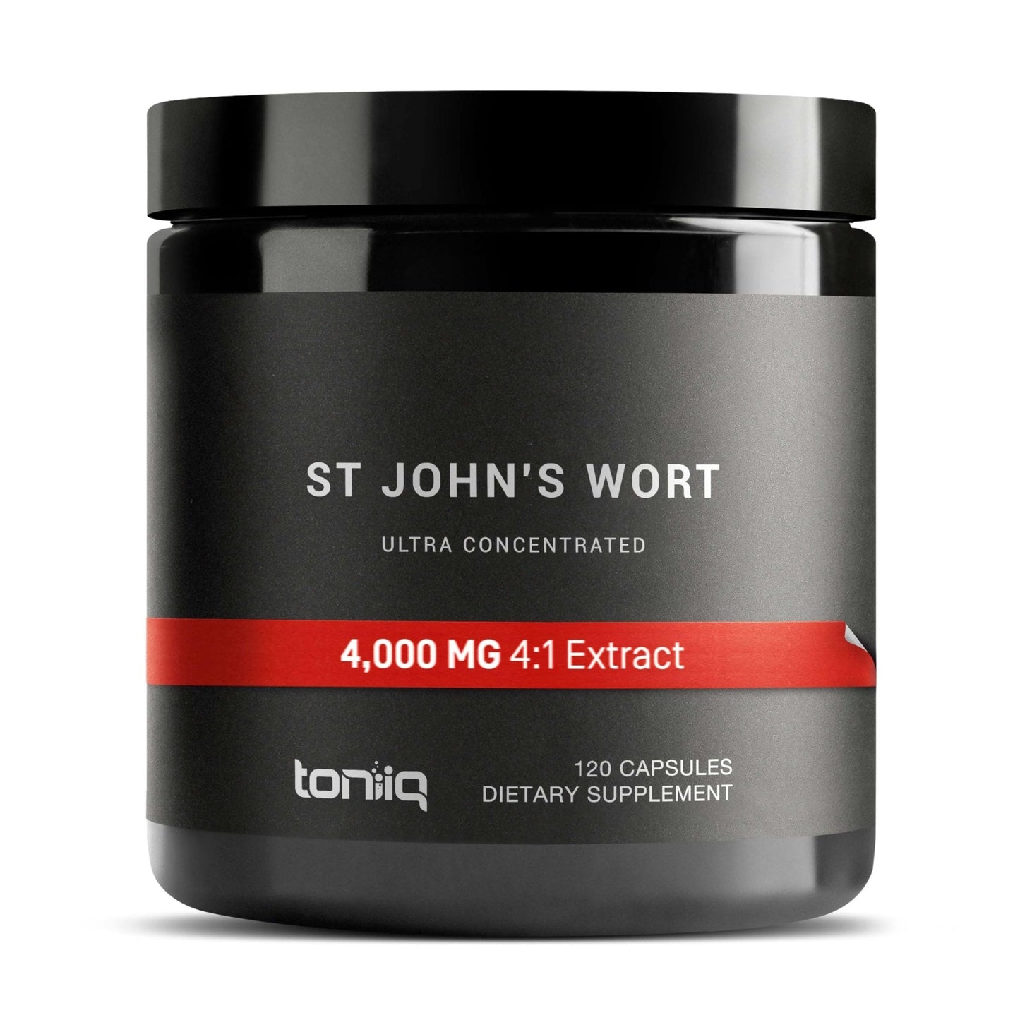 Toniiq 1,000mg Ultra High Strength St. John's Wort Capsules (Non-GMO) - 4X Concentrated Extract - 0.3% Hypericin - Highly Purified and Bioavailable - 120 Capsules - Maple Wellness Supplements
