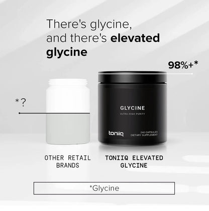 Toniiq 1300mg Glycine Supplements - 4 Month Supply - Min. 98.5%+ Tested Purity - Ultra High Strength and Bioavailable Glycine Powder Supplement - 240 Vegetarian Glycine Capsules - 120 Servings - Maple Wellness Supplements