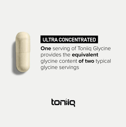 Toniiq 1300mg Glycine Supplements - 4 Month Supply - Min. 98.5%+ Tested Purity - Ultra High Strength and Bioavailable Glycine Powder Supplement - 240 Vegetarian Glycine Capsules - 120 Servings - Maple Wellness Supplements